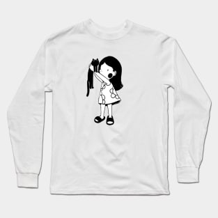 BLACK CAT WITH A GIRLS Long Sleeve T-Shirt